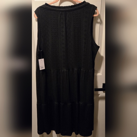 Croft & Barrow Black Sleeveless Sun Dress XL BOHO CHIC Mesh Knit Whimsy Goth - Picture 12 of 16